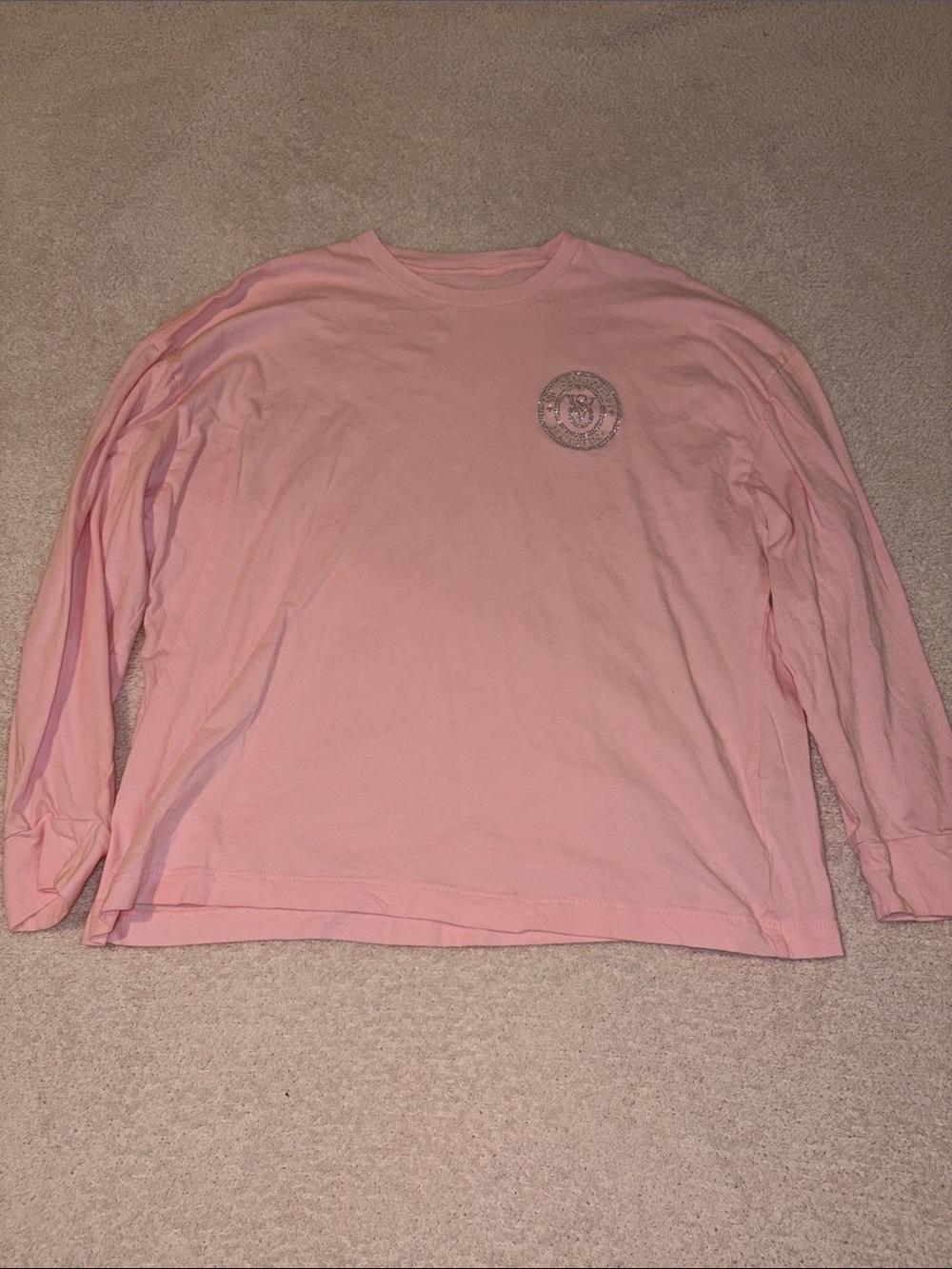 Victoria Secret Pink Long Sleeve Sparkle Logo Tee